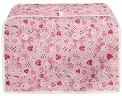 Xoenoiee Axolotl Hearts Pink Valentine Print Toaster Cover Toaster Oven Cover Toaster Appliance Dust Proof Cover for Kitchen Small Appliance Kitchen Accessories for 4 Slice