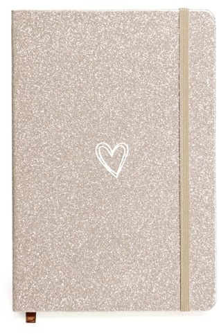 ZTUOK Carnet A5 à paillettes, Journal ligné Carnet A5 pour filles et femmes, Joli journal à paillettes avec carnet à couverture rigide à lignes d'université en forme de cœur pour le travail, l'école