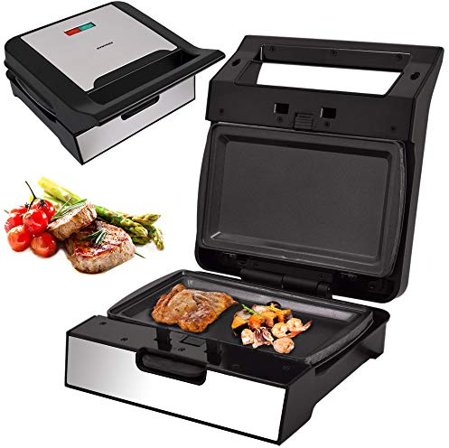 Syntrox Teppanyaki Grill mit Wechselplatten, Edelstahl, schnelles Aufheizen, Antihaftbeschichtet, verschiedene Wechselplatten, Multifunktionsgerät