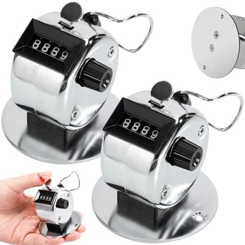 Csafyrt 2pcs Clicker-Zähler 4-stellige Nummer Hand Counter Clicker Metall Handheld Tally Counter Clicker Hand Mechanical Clours