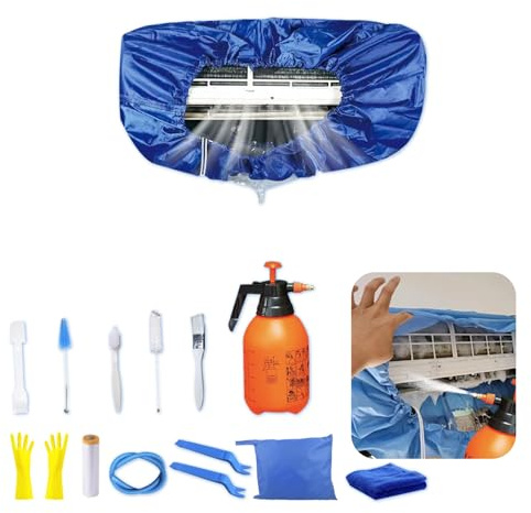Kit de limpieza para aire acondicionado split ZSPLIT-MAIR, bolsa de limpieza para aire acondicionado split, kit de limpieza para aire acondicionado split（ 15pezzi, Azul oscuro）