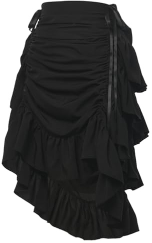 GRACEART Jupe Steampunk victorienne pour femmes, style gothique, avec volants réglables, jupe vintage pour Halloween, costume médiéval de vampire, S