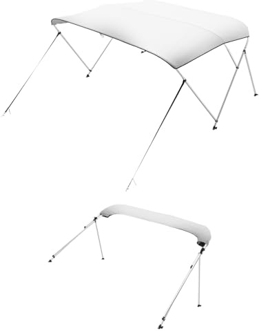 VEVOR Toldo Bimini para Barco de 3 Arcos, Poliéster 600D con Estructura de Aleación de Aluminio, Impermeable, Protección Solar, con Bolsa de Almacenamiento, 180 x 169,5 x 117,5 cm, Gris Claro