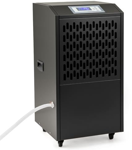 RELAX4LIFE Déshumidificateur Professionnel jusqu'à 118L/J pour 790m³, Déshumidification d'Air Industriel avec Tuyau de Vidange 1M pour Sous-Sol Entrepôt Restauration (Noir)