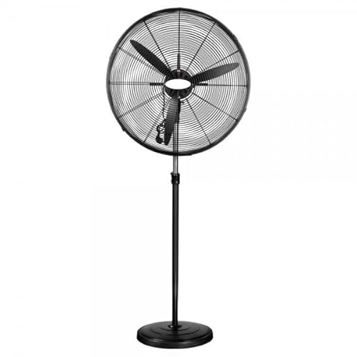 Bilake Ventilador de Pie Industrial Tormenta Metal | Altura Regulable 155-185cm | Motor AC 3 Velocidades | Oscilante y Fijo | Cabezal Orientable | Talleres y Naves (280W | 81Ø cm)