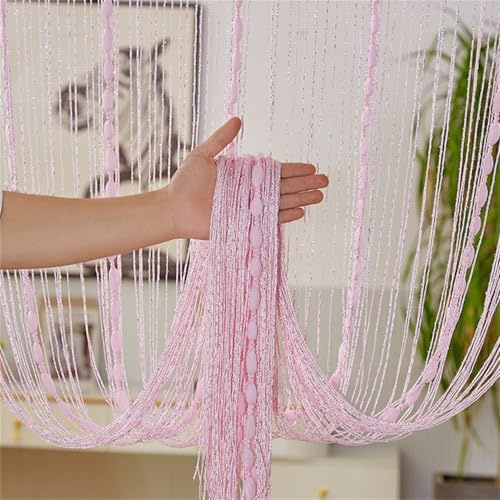 Odot Elegante Color Sólido Cortina Puerta Exterior Hilos,Cortina de Flecos para Ventana Cortinas de Puerta Antimoscas,Separador de Habitaciones para Decorativa Dormitorio (Rosa,100x200cm)