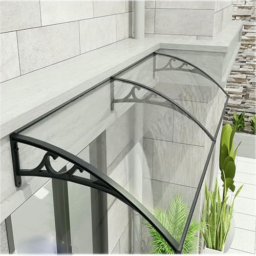 Tendone d'ingresso moderno ed elegante, protezione UV, in policarbonato trasparente, resistente alle intemperie, copertura per terrazza o balcone (80 x 99 cm)