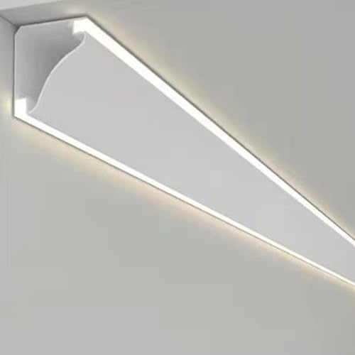 Corniche Plafond LED Profilé de Plinthe en Aluminium à Double Éclairage Latéral pour Éclairage Indirect LED, avec Gorge Lumineuse Blanche pour Corniche de Plafond(4.5 m (14.8 ft))