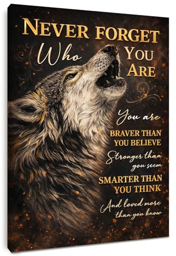 Alptiny Tableau mural motivant 30 x 40 cm avec cadre – Tableau mural pour salon – Poster de loup avec inscription en allemand – Images sur toile modernes et décoration murale pour le salon
