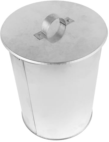 CHICAMPERA Verzinkter Ascheeimer aus Metall mit Deckel Leichter Kaminreinigungseimer für Grill und Outdoor Kochbereich Schneller Feuerlöscher und Kohlebehälter