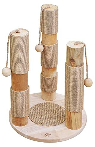 VOSS.PET Kratzbaum Kaiser beige, 57cm hoch, natürliche Materialien Premium Kiefernholz, Katzenbaum Katzenspielbaum Katzenkratzbaum Kratzmöbel