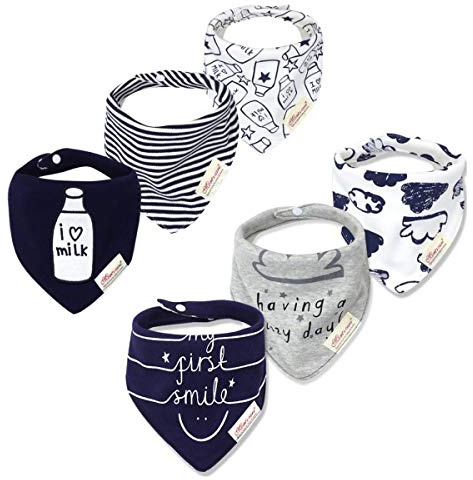 Casa Lot de 6 Bavoirs Bébé Bandana Bavoir avec Boucle Réglable Unisexe Triangulaire Bavettes Bandanas pour bébé Garçons et Filles 0-36 mois
