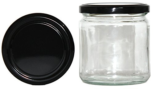 60 x Rundglas 400ml 500g mit 82er Twist-Off Deckel Schwarz