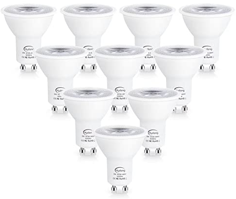 HYDONG GU10 LED Light Bulbs 8W Cool White 6000K, 70W Halogen Bulbs Equivalent, 720LM Light Bulb, 120° Wide Beam, No Dimmable, AC 85V-265V, Pack of 10