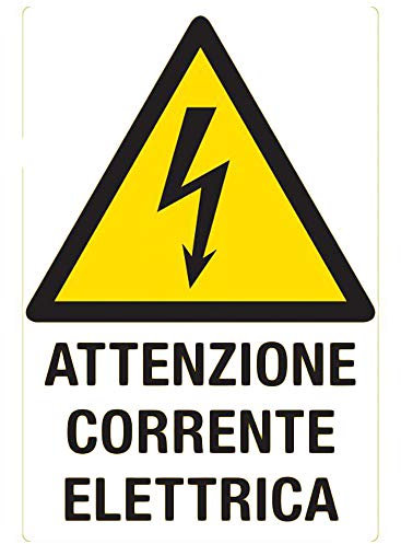 DOBO 12x Cartello Attenzione Corrente elettrica Plastificato 20x30 cm Targa segnaletica direzionale Sicurezza Tabella Avvertimento in plastica 12 cartelli PVC