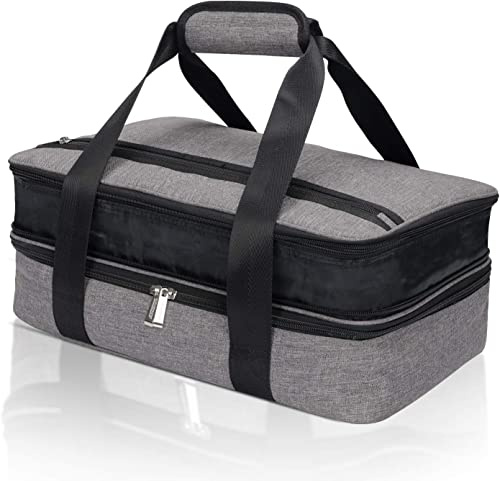 Lunch Bag Insulated Thermal Food Carrier,Insulated Double Casserole Carrier, 9x13 Baking Dish Carrier, Padded Lasagna Holder, Expandable Hot And Cold Thermal Tote Bag, Casserole Dishes Travel Bag