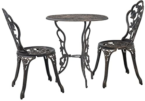 vidaXL Caféset 3 Delar Bistrogrupp Bistroset Utebord Balkongset Altanbord Balkongbord Cafébord Cafégrupp Trädgårdsbord Gjuten Aluminium