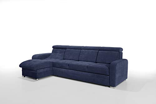 Robin Inspire Bristol Ecksofa mit Schlaffunktion Bettkasten Verstellbare Kopfstützen Sofa L-Form Schlafsofa Freistehende Eckcouch Schlafcouch Wohnzimmermöbel Wohnlandschaft (Marineblau)