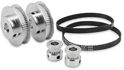 Zeberoxyz 2 Stück Set GT2-Synchronrad, 20 & 60 Zähne, 10mm Bohrung, Aluminium-Zahnriemenscheibe mit 2 Stück Länge 200 mm Breite 6mm Riemen (20-60T-10B-6)
