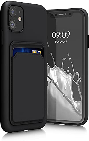 kwmobile Housse Compatible avec Apple iPhone 11 Coque - Housse de téléphone avec Compartiment Carte en Silicone - Noir