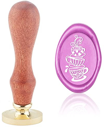 craspire Wachssiegel Stempel Tasse Vintage Siegellack Stempel Oval Abnehmbarer Messingkopf Siegelstempel Mit Holzgriff Für Hochzeitseinladungen Thanksgiving Valentinstag Geschenkpapier