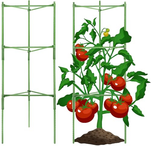 Fun Gift Kletterpflanzen-Set,Kunststoff Beschichtetes Stahlrohr Edelstahl-Pflanzstab,9X Pflanzstäbe Rankhilfe mit 6 Verbindern mit 9 Verbindungsstäben,Gurken Tomatenstäbe Kletterpflanzen 40CM