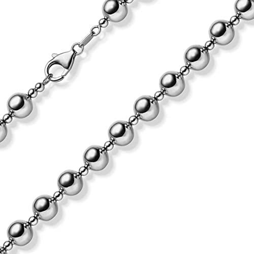 8mm Kugelkette Halskette Collier aus 585 Gold Weißgold glänzend 45cm