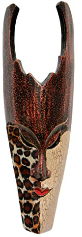 Wogeka - Máscara de pared Batik Ethno de 50 cm - estilo africano de madera como idea de regalo para la decoración de cumpleaños de Navidad - Talla hecha a mano de Bali BATIK09