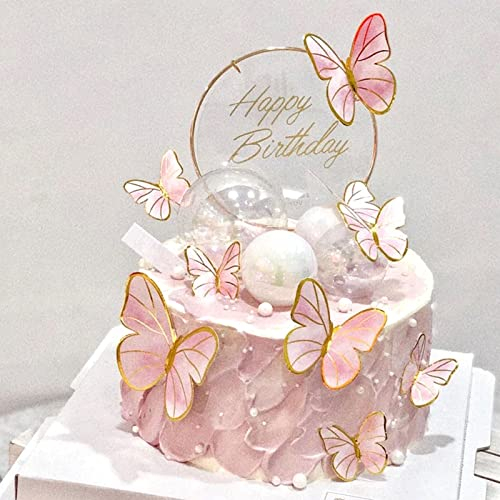 20 Piezas Adornos para Tartas de Mariposa, 1 Inserciones de Pastel de Acrílico, Mariposas Decoración de Pastel, Mariposa Decoración Tartas para Niñas Cumpleaños Fiesta de San Valentín Bodas