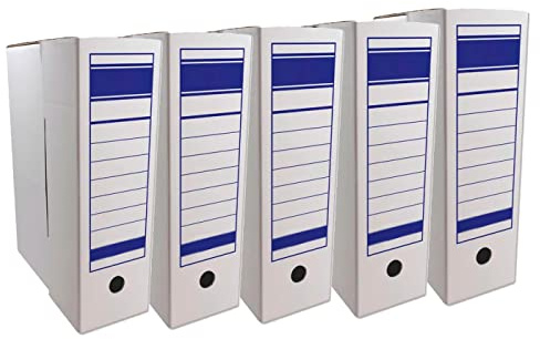 AC - Archivador definitivo, Caja Archivo Plegable de cartón, 2 Posiciones, Carpeta tamaño Folio, fácil Montaje, conservar Documentos, facturas, 36 x 25 x 9 cm (A4/Pack de 5 Unidades)