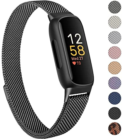 Oumida Armband kompatibelt med Fitbit Inspire 3-armband för kvinnor och män, premium rostfritt stål metall ersättningsarmband med stark magnet klockarmband för Fitbit Inspire 3