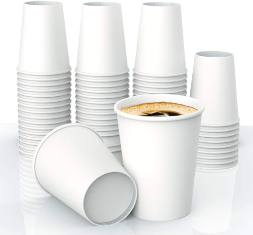 Zainy Paper Cups 8oz x 50 Pack, Disposable Coffee Cup Ideal for Cold Drinks and Hot Drinks Coffee,Tea,Home, Party Cups