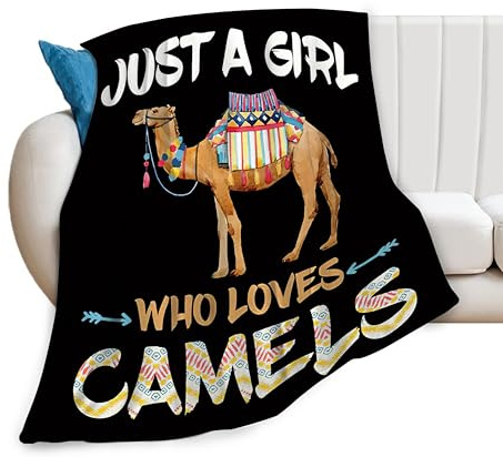 Coperta con cammello del deserto in peluche, super morbida, accogliente, calda, in pile, regalo per bambini, ragazze, ragazzi, donne, 127 x 152 cm