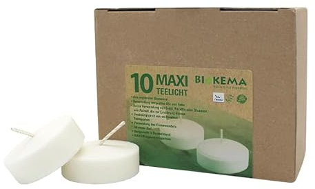 luterna 100% ÖKO-MAXI-TEELICHTER aus regionaler Bio-Masse, BIOKEMA, Ø58 mm, Brenndauer ca. 12h, ohne Aluminiumhülle, 10 Stück pro Verpackung