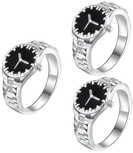 Abaodam 3stücke Couple's Watch Shape Ring Stilvoller Silberner Ring Für Kreatives Design Für Hochzeiten Geburtstage Und Versprechen Einzigartiger Finger Schmuck
