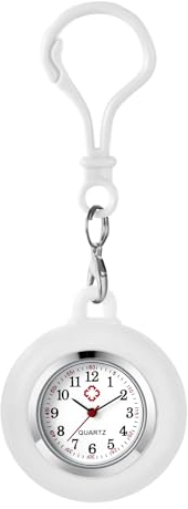 Avaner Montre de Poche en Silicone Montre Mousqueton：Parfait pour Unisex pour l'alpinisme, la Randonnée et Un Usage Quotidien-Enveloppe de Montre Amovible-Blanc