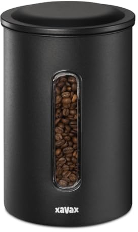 Xavax | Pot à café en acier inoxydable (pot à café, grande capacité, plus de 1 kg de café, adapté à tous les aliments) Couleur noir mat
