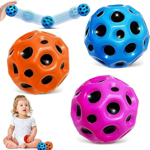 GUIANLOU 3 Stück Ball,High Bounce Hole Ball,Mini Bouncing Ball,Sprünge Gummiball,Hohe Springender Gummiball,Space Theme Bouncy Balls Super High Bouncing Galaxy Ball Für Kinder im Freien.