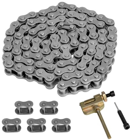 Belleone #35 Roller Chain, 3 Feet 35 Chain with 5 Master Links, Chain Breaker- Carbon Steel Chain for Mini Bike, Go Kart, Motorcycle, Scooter, Bicycle, Home and Industrial Machinery - 96 Links