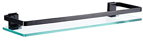 ZGPjubilant Glasregal für Badezimmer, Badezimmerregal aus gehärtetem Glas, zur Wandmontage, robuste Halterungen, 50 cm (Farbe: Schwarz) (Schwarz)