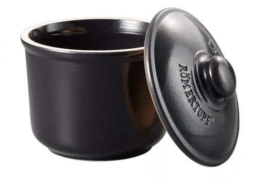 Römertopf BBQ Feuertopf Ø 12,5 cm – Mini Schmortopf mit Deckel aus hochwertiger Keramik – ideal für Grill, Ofen & Küche – perfekt für kleine Portionen, Dips, Saucen oder Speckwürfel – hitzebeständig