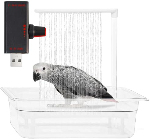 Parrot Bathtub, USB Electric Large Bird Bathtub Shower with Water Pressure Controller, Automatic Pet Bird Bath for Parakeet, Cockatiel, African Grey, Cockatoo, Bird Case Accessories, Bird Toys