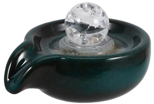 Garneck Keramik-Tischbrunnen Gartenbrunnen Spitter Teich Wasserspiel Pumpe DIY-Wasserbrunnen Dekoration Für Tisch Zuhause Büro Blau