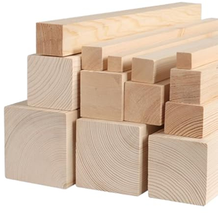 TIHONORI 4 Piezas De Varilla De Madera Cuadrada, Palos De Madera De Pino Sin Terminar.1 Cm De Grosor, 4 Cm De Ancho,40cm