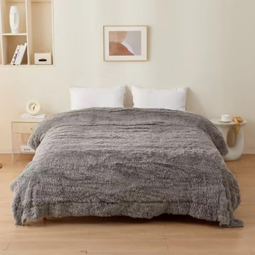 GREATOYAR Manta Esponjosa Suave y Gruesa, Elegante de Pelo Largo, Reversible Cálida para Sofá y Cama, Invierno Otoño, Gris, 220x240cm