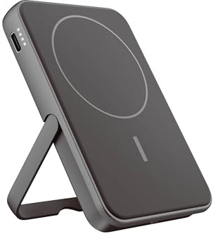 Fresh 'n Rebel Wireless Magnetic Powerbank 5000mAh, MagSafe-kompatibel, PD 20W Schnellladung, USB-C Port (in/Out), geeignet für iPhone 16/15/14/13/12, tragbar, mit Ständer (Storm Grey)