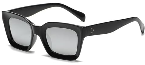 Modische Cat Eye-Sonnenbrille für Damen, Nagellack, transparent, Farbverlauf, Herren-Sonnenbrille, UV400, Schwarz/Silber verspiegelt