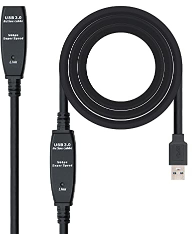 VoltShine Prolongador USB 3.0 tipo A a tipo A, 10 metros, amplificación de señal, ideal para conectar dispositivos a larga distancia.