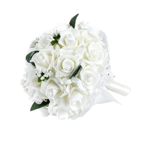 YDYAENIO Bouquet da Sposa Bouquet da Sposa Damigella d'Onore Fiori Artificiali Rosa Perla Fiori di Seta Bouquet Bianco Rosso Forniture for Matrimoni per Decorazione di Matrimonio(Color3)