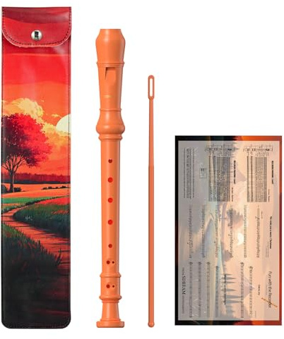 SDREAM Soprano Recorder Instrument for Kids and Adults - Beginner 8 Hole German Fingering Recorder Flute With Cleaning Rod, Packing Bag and Sheet Music (Orange)